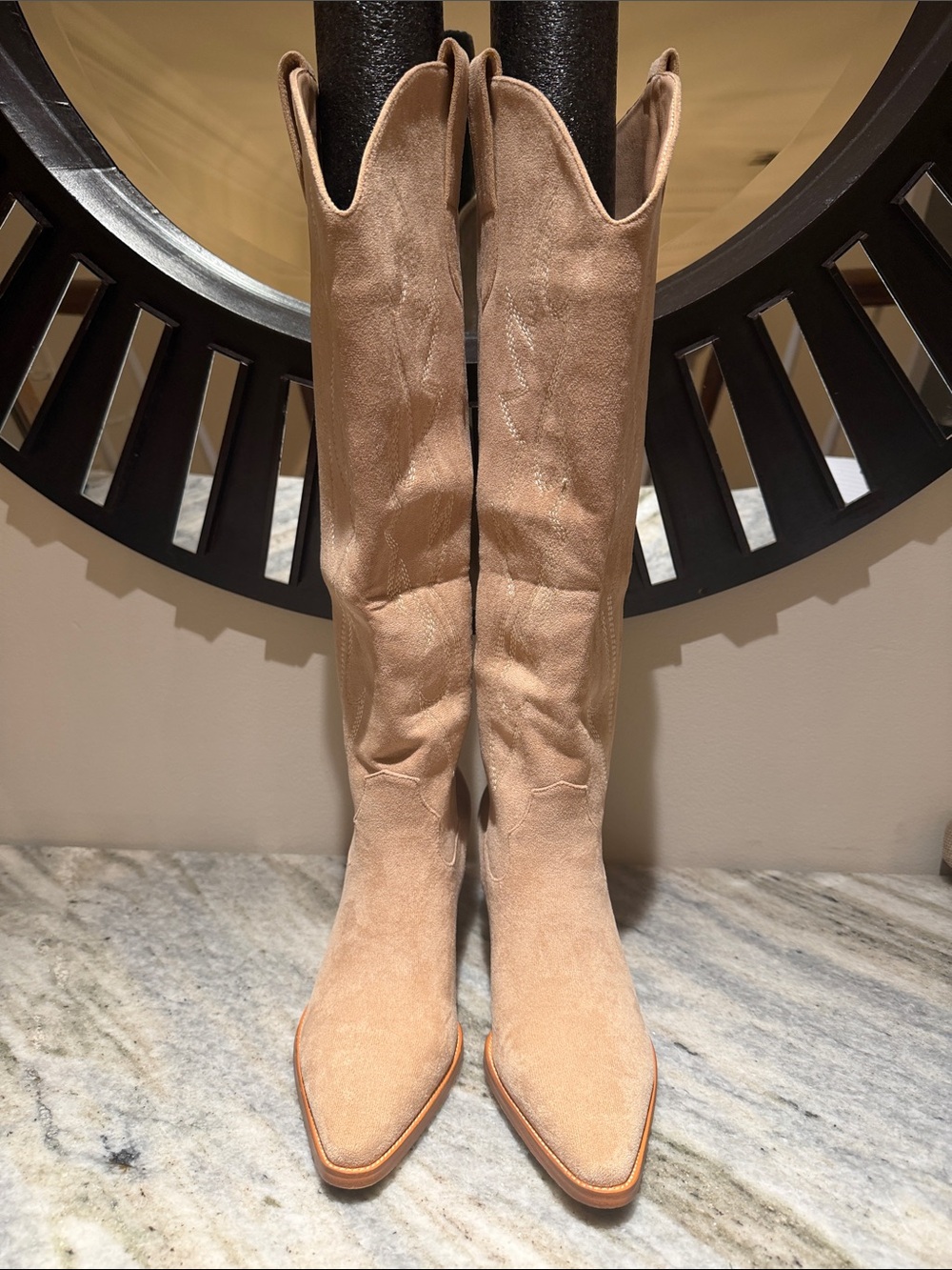 Brand New in Original Box IIIMMU Cowgirl Embroidered Boot Beige Size 7.5